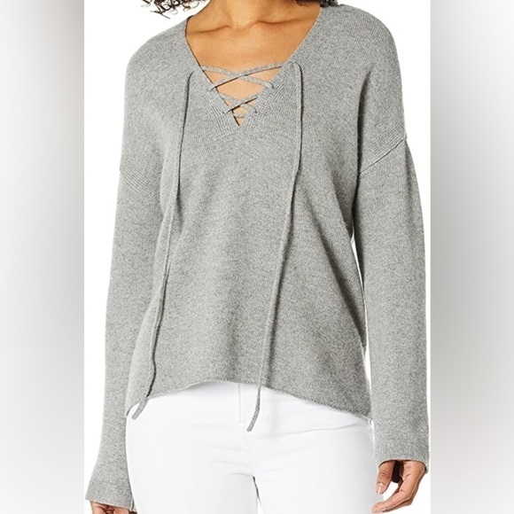 Joie Heather Grey Larken Cashmere + Wool Blend Drawstring Sweater Small - Picture 1 of 7